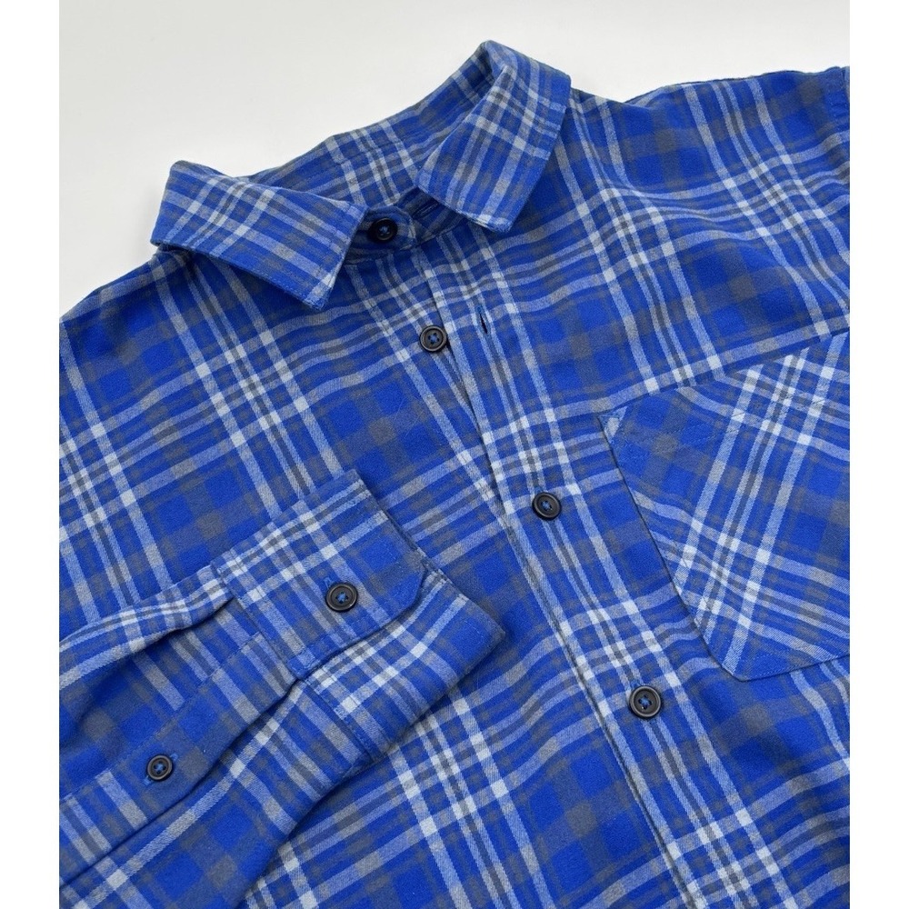 Outdoor Research Men's M Kulshan Polyester Blue‎ Plaid Long Sleeve Flannel Shirt